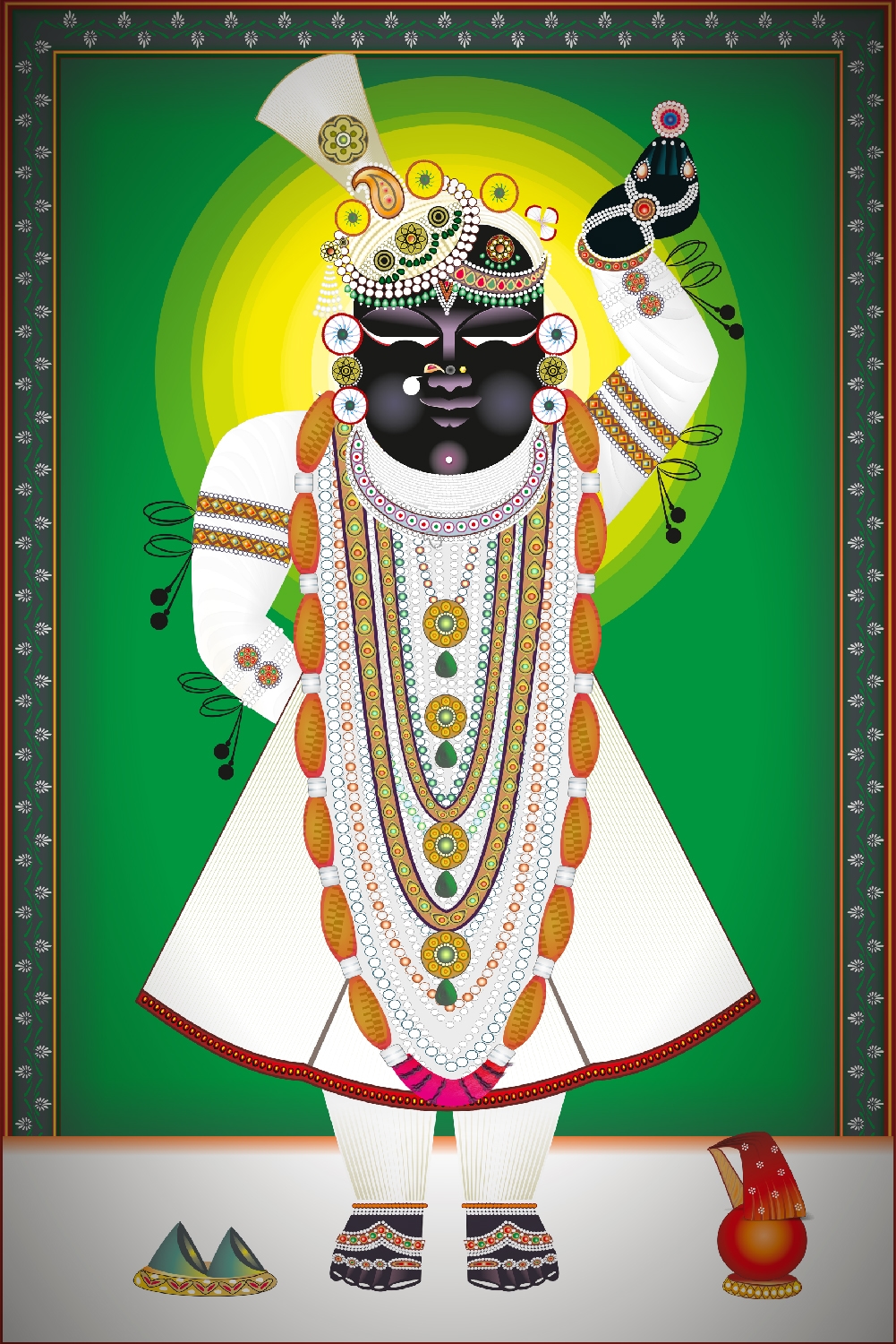 Kartik Krishna Chaturthi Darshan Shrinathji Wall Art, Nathdwara