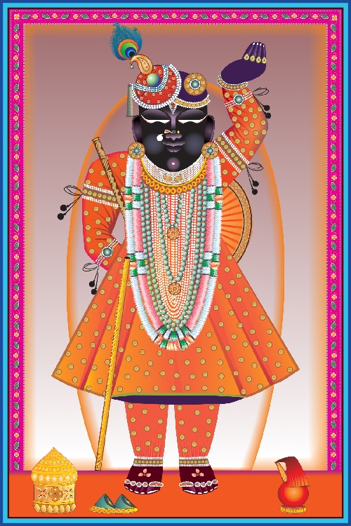 Shreenathji Orange Shringar Darshan Wall Art – Nathdwara Rajasthan