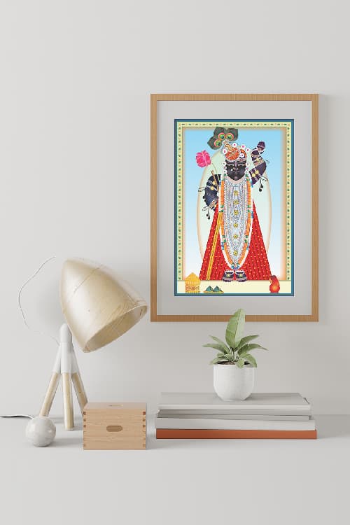 Shrinathji Thakurani Teej Darshan Nathdwara Pichwai Wall Art Print thumbnail 3