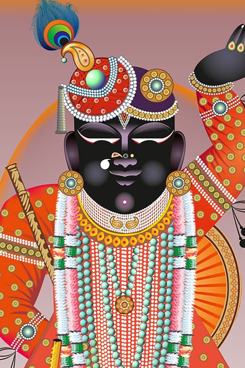 Shreenathji Orange Shringar Nathdwara Pichwai Indian Wall Art thumbnail 5