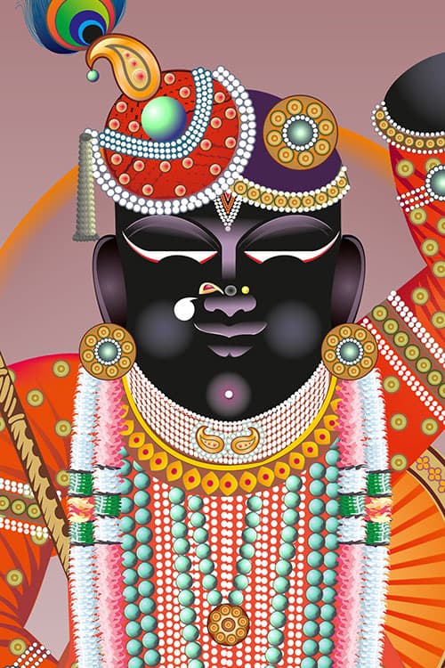 Shreenathji Orange Shringar Darshan Wall Art – Nathdwara Rajasthan thumbnail 2