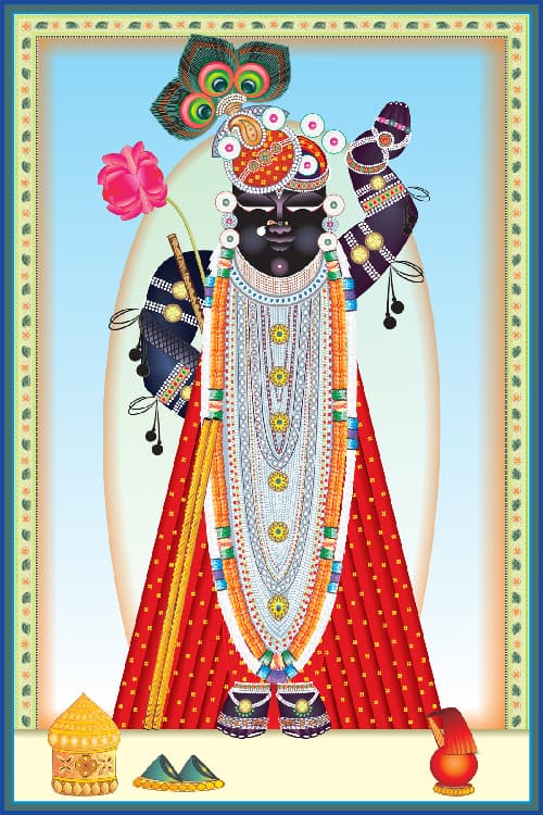 Shrinathji Thakurani Teej Darshan Nathdwara Pichwai Wall Art Print thumbnail 1