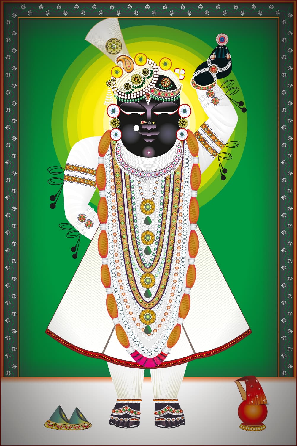 Kartik Krishna Chaturthi Darshan Shrinathji Wall Art, Nathdwara