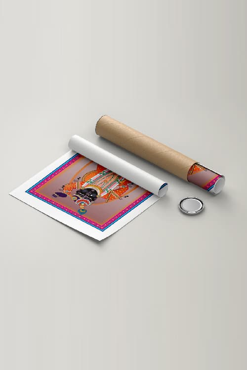 Shreenathji Orange Shringar Nathdwara Pichwai Indian Wall Art thumbnail 3