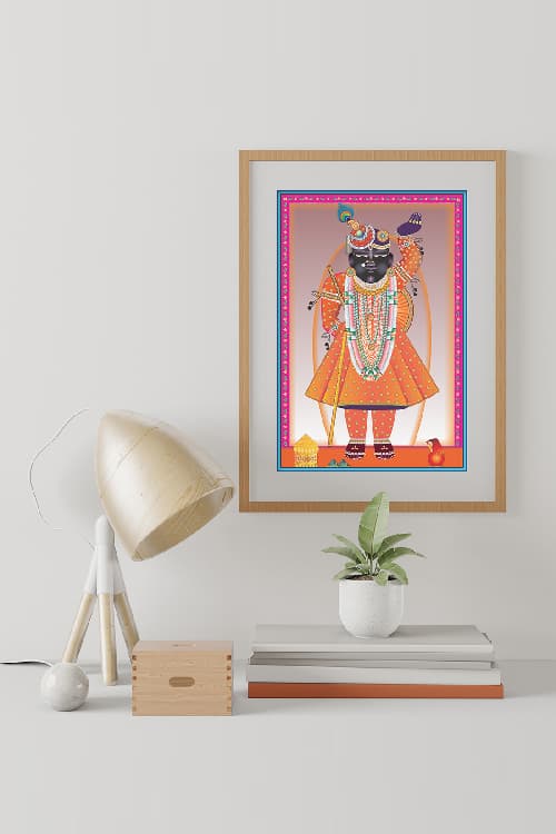 Shreenathji Orange Shringar Darshan Wall Art – Nathdwara Rajasthan thumbnail 3